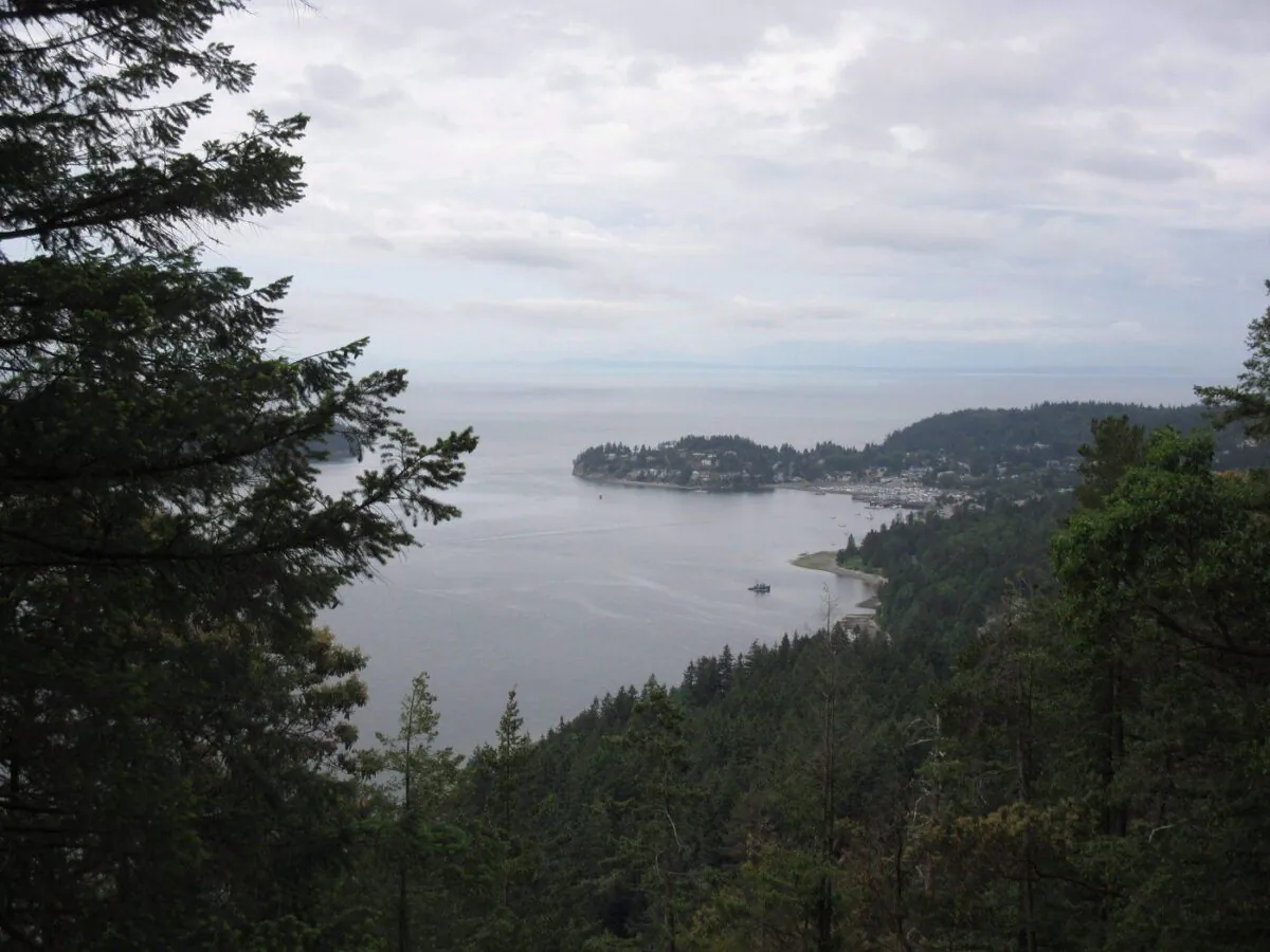 A view of Gibsons Landing from the top of Soames Hill, a short but steep hike on British Columbia's Sunshine Coast, is seen near the town of Grantham's Landing, B.C., on May 23, 2016. (The Canadian Press/Lauren Krugel)
