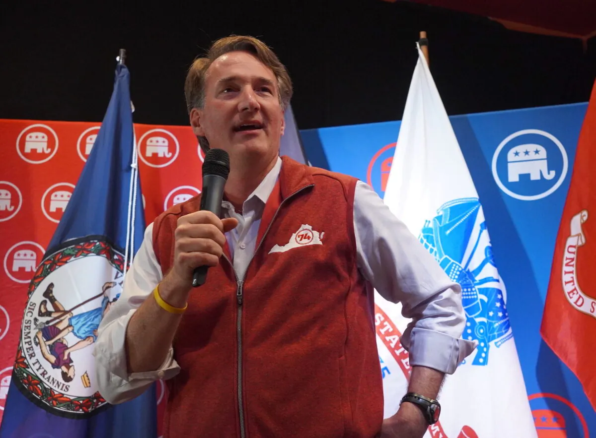 Virginia Gov. Glen Youngkin at a campaign event for Republican Congressional district candidate Yesli Vega in Fredericksburg, Va., on Oct. 17, 2022. (Terri Wu/The Epoch Times)