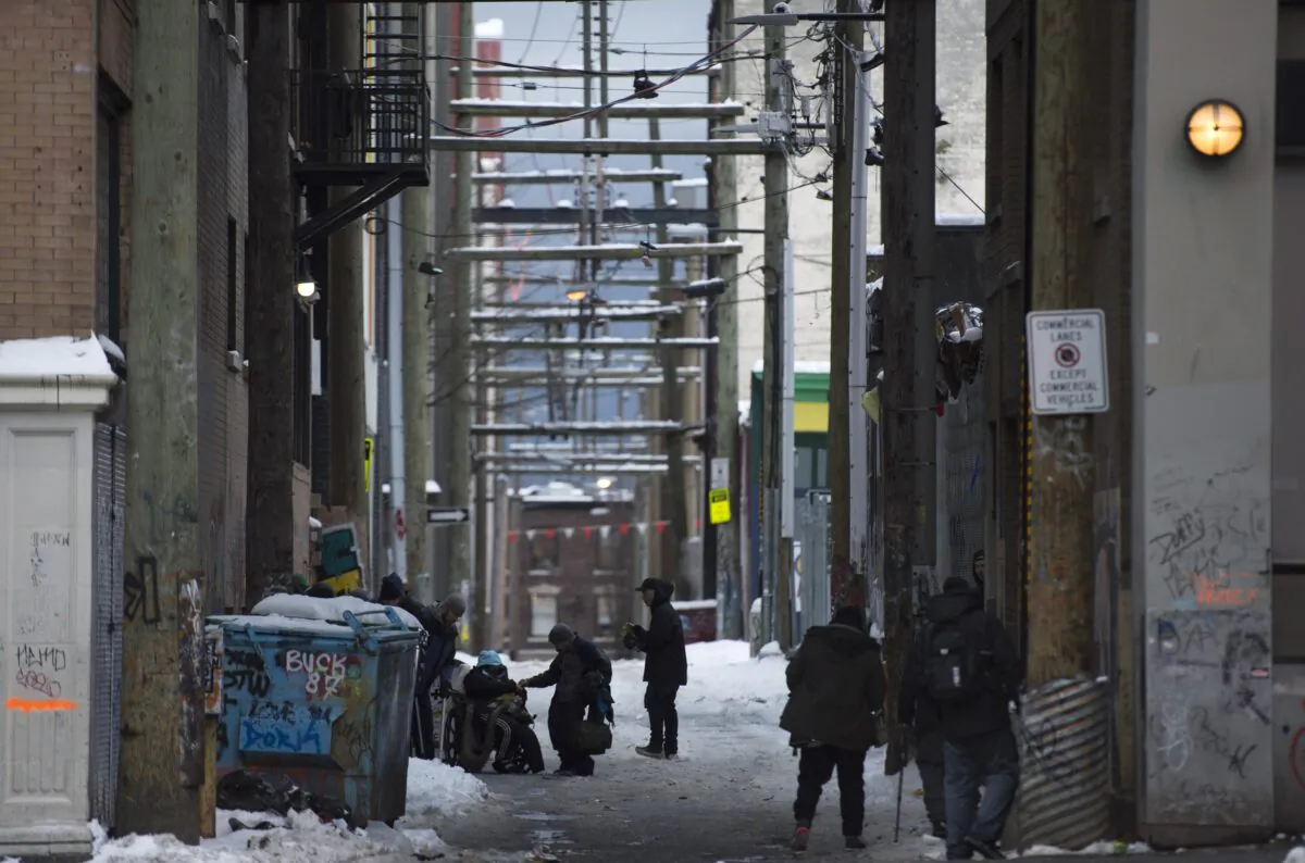 A back alley in Vancouver's Downtown Eastside is pictured on Jan. 16, 2020. (The Canadian Press/Jonathan Hayward)