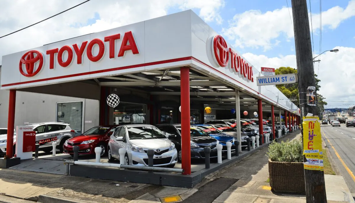 Toyota vehicles are displayed at a Toyota dealership in Sydney, Australia, on Dec. 12, 2013. (William West/AFP via Getty Images)