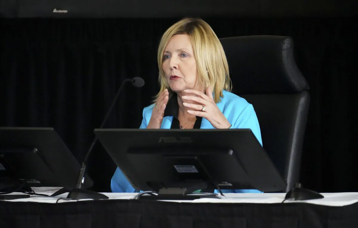 Ottawa city councillor Diane Deans appears as a witness at the Public Order Emergency Commission in Ottawa, on Oct. 19, 2022. (The Canadian Press/Sean Kilpatrick)