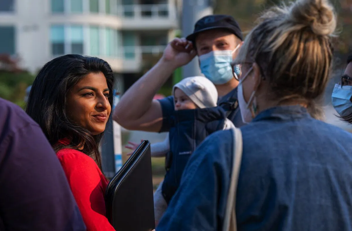 B.C. NDP leadership candidate Anjali Appadurai attends a news conference in Vancouver, B.C., Oct. 17, 2022. (The Canadian Press/Jonathan Hayward)
