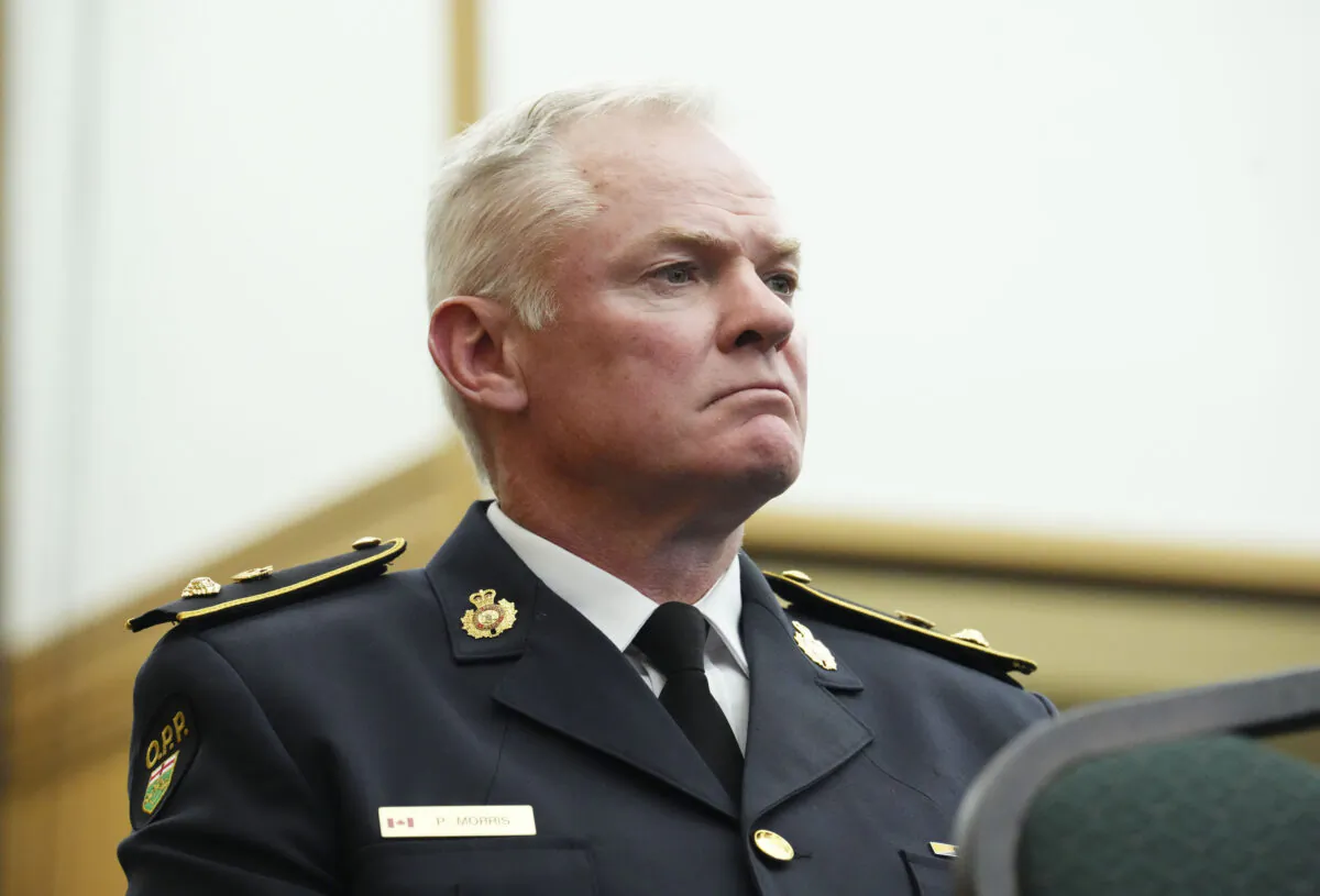 Pat Morris of the OPP waits to appear as a witness at the Public Order Emergency Commission in Ottawa on Oct. 19, 2022. (The Canadian Press/Sean Kilpatrick)