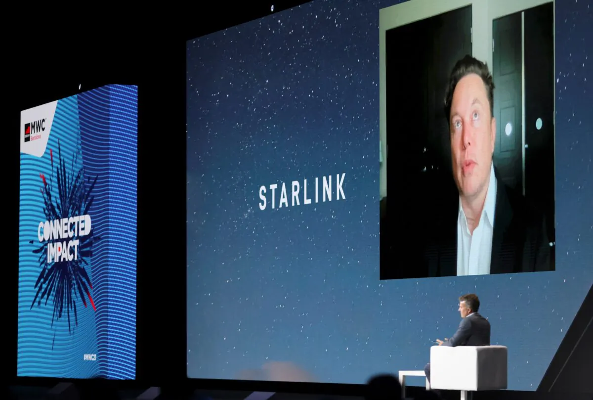 SpaceX founder and Tesla CEO Elon Musk speaks on a screen during the Mobile World Congress (MWC) in Barcelona, Spain, on June 29, 2021. (Nacho Doce/Reuters)