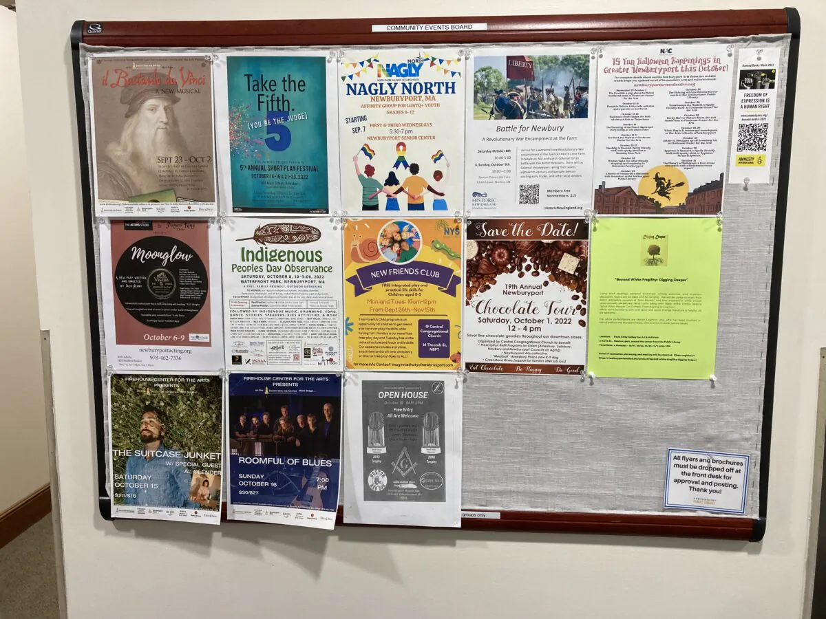Approved flyers on display at Newburyport public library. (Courtesy of Citizens For Responsible Education)