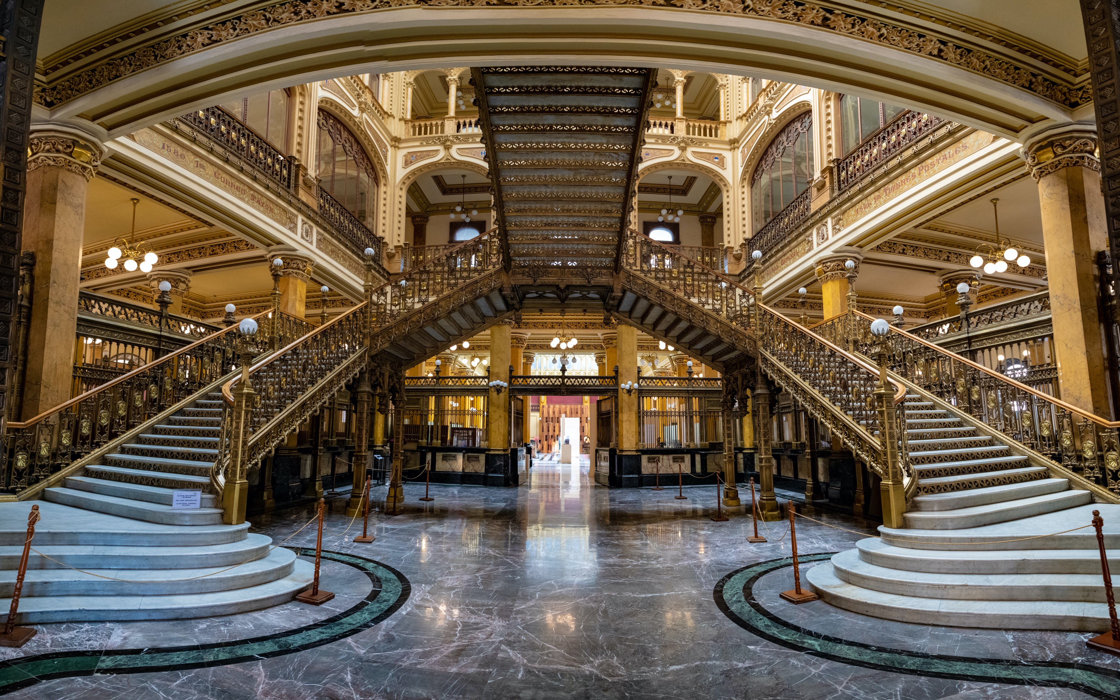 Mexico City, Mexico - February, 20, 2020: The Palacio de Correos de Mexico or Postal Palace of Mexico City 