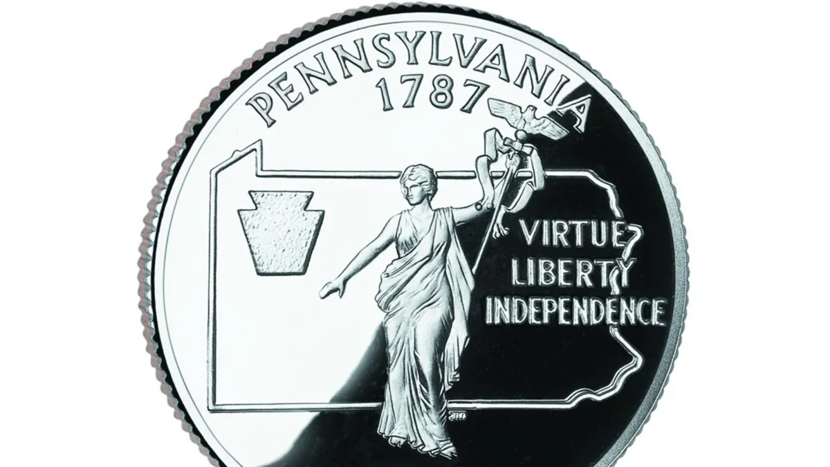 The reverse side of the Pennsylvania State Quarter. (Public Domain)