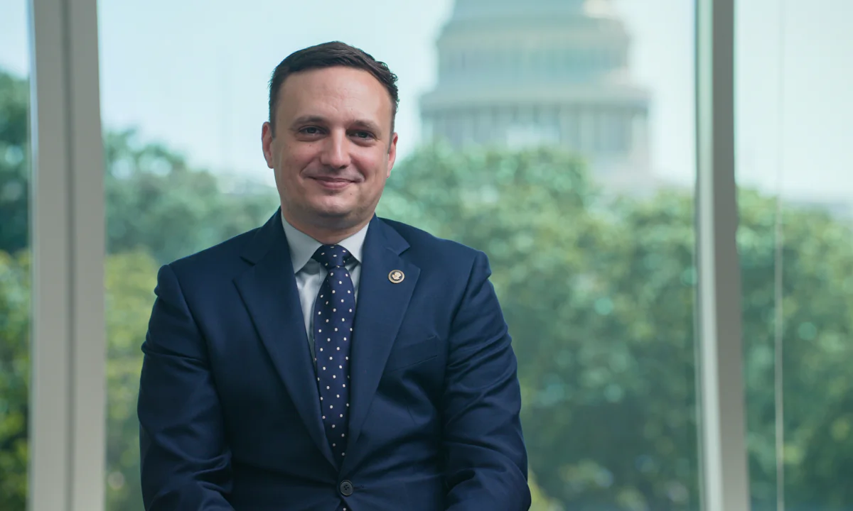 Nicolas Chaillan, former Chief Software Officer of the U.S. Air Force and Space Force, in Washington on Oct. 10, 2022. (Jack Wang/The Epoch Times)