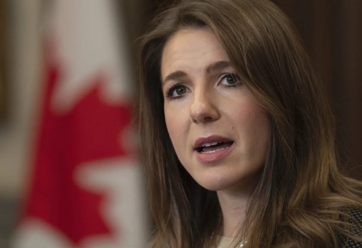 Conservative Party Public Safety critic Raquel Dancho speaks with reporters in the Foyer of the House of Commons, in Ottawa, Oct. 21, 2022. (The Canadian Press/Adrian Wyld)