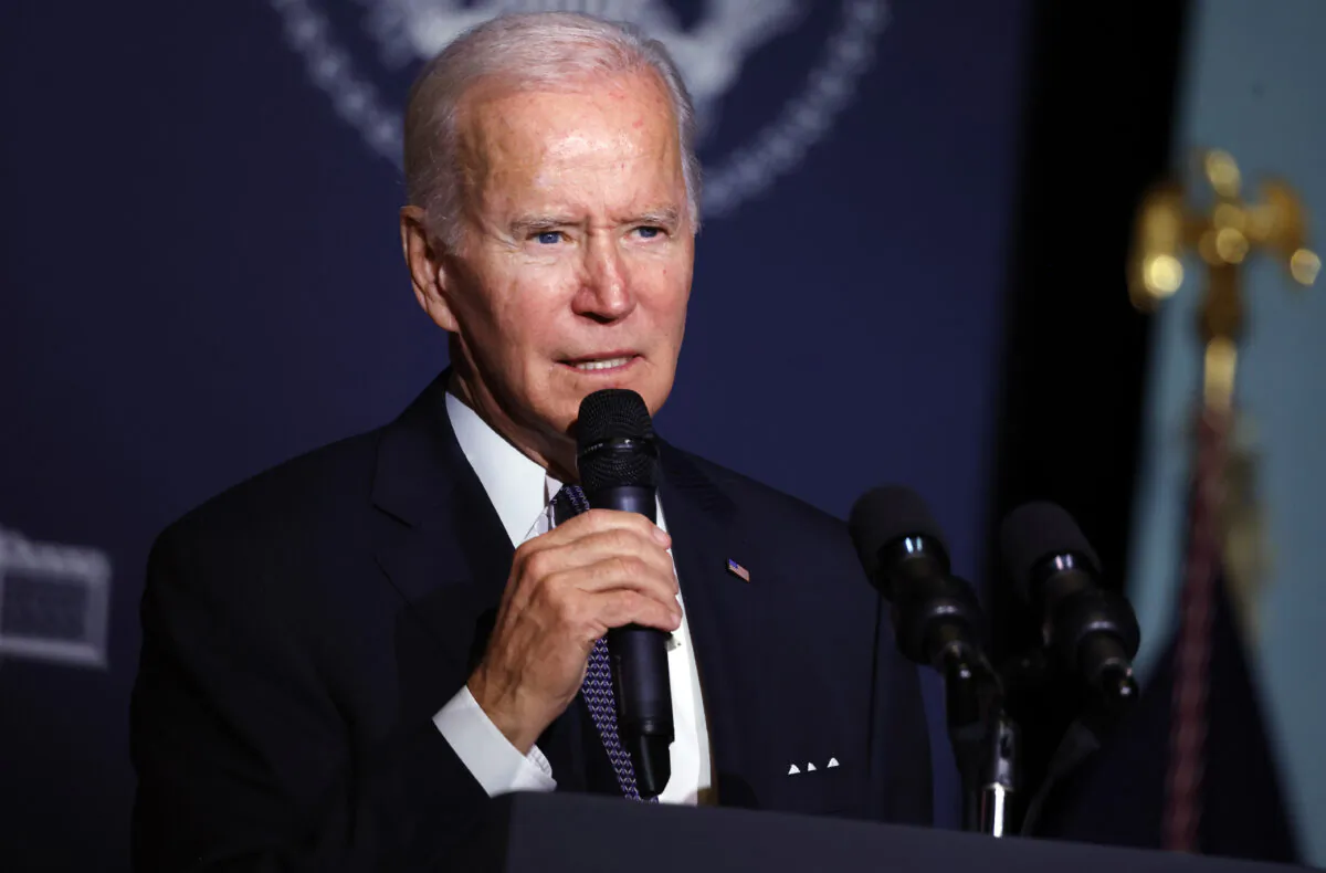 President Joe Biden gives remarks on student debt relief at Delaware State University in Dover, Del., on Oct. 21, 2022. (Anna Moneymaker/Getty Images)