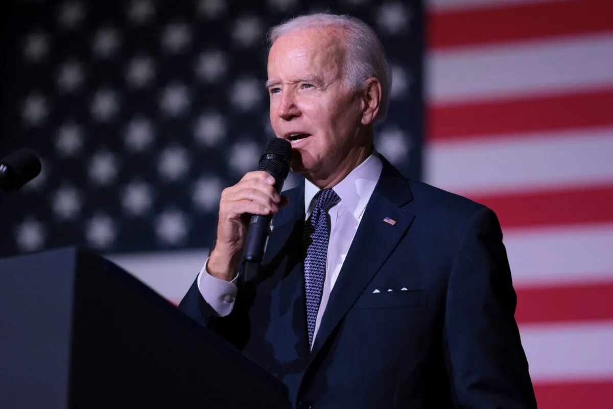President Joe Biden speaks about student debt relief at Delaware State University in Dover, Del., on Oct. 21, 2022. (Oliver Contreras/AFP via Getty Images)