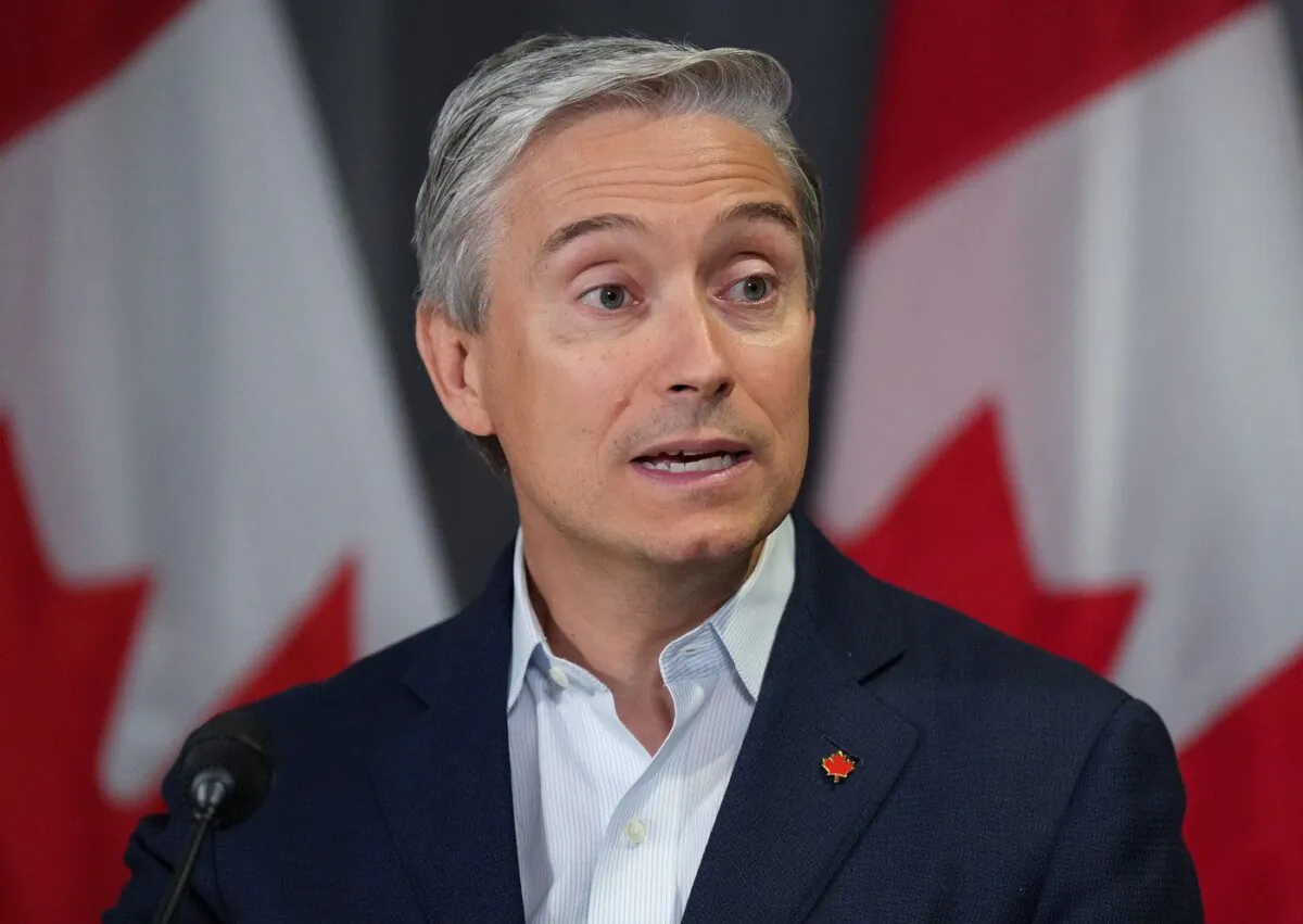 Francois-Philippe Champagne, Canada’s minister of innovation, science and economic development, speaks at a news conference in Vancouver on Sept. 7, 2022. (The Canadian Press/Darryl Dyck)