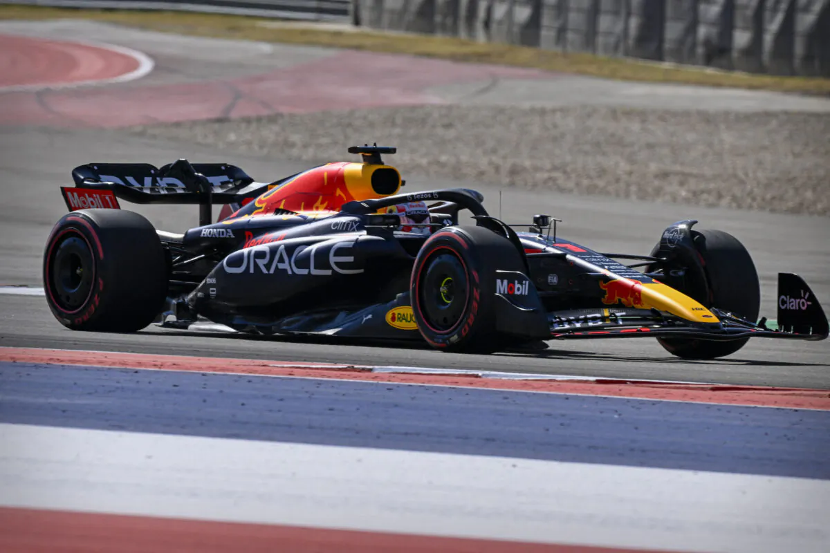 Red Bull Racing Limited driver Max Verstappen (1) of Team Netherlands drives during practice for the U.S. Grand Prix at Circuit of the Americas in Austin, Texas, on Oct. 22, 2022. (Jerome Miron/USA TODAY Sports via Reuters)