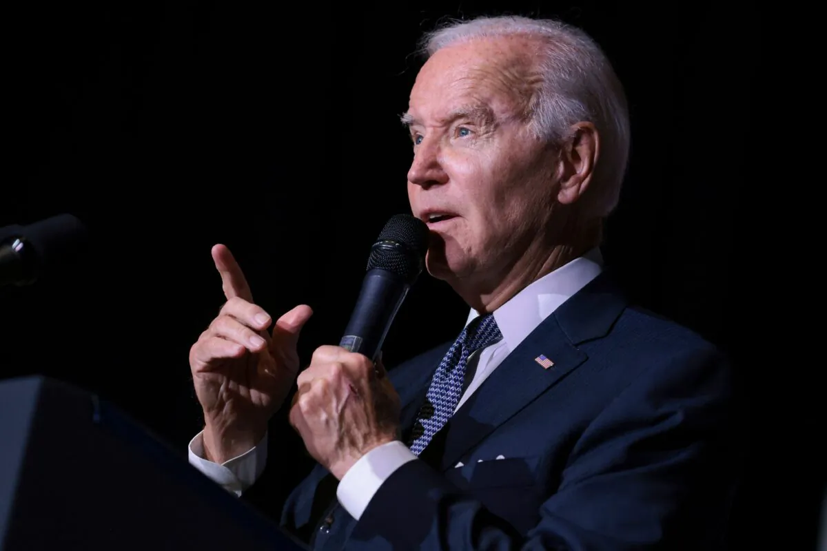 U.S. President Joe Biden speaks about student debt relief at Delaware State University in Dover, Delaware on Oct. 21, 2022. (Oliver Contreras/AFP via Getty Images)