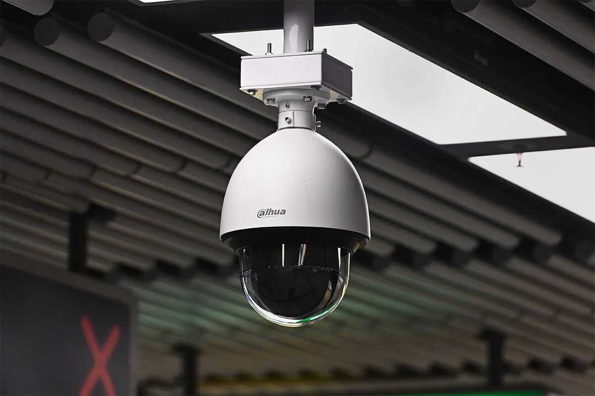 "Dahua Technology" camera at MTR Kowloon Tong Station in Hong Kong. File photo. (Song Bi-lung/The Epoch Times)