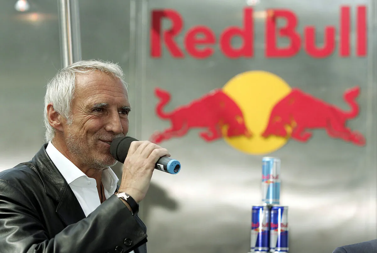 Red Bull chief Dietrich Mateschitz speaks in Salzburg, Austria, on June 13, 2022. (Andreas Schaad/AP Photo)
