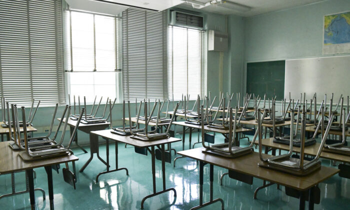A file photo of an empty classroom at a high school. (Rodin Eckenroth/Getty Images)