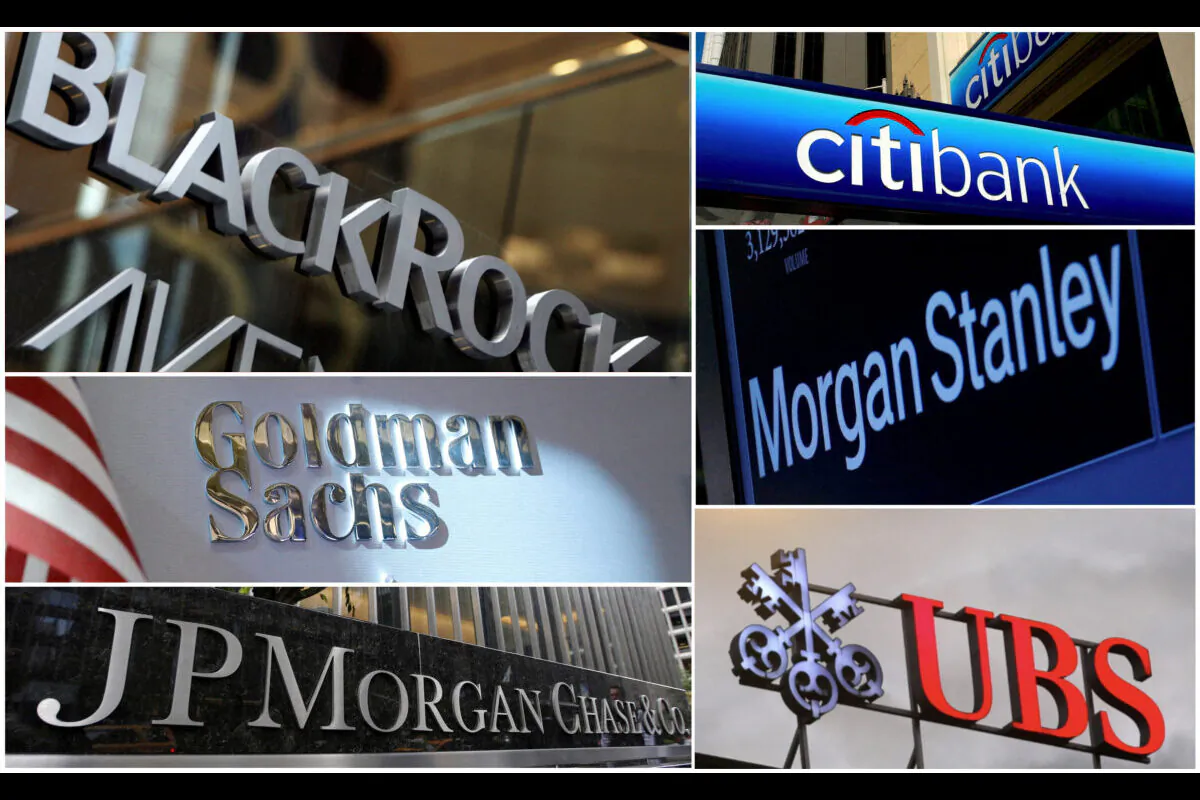A combination file photo shows UBS, Citibank, Morgan Stanley, Blackrock, JPMorgan Chase, and Goldman Sachs from Reuters archive. (Reuters)