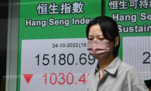 Hang Seng Index Plunges Over 1,000 Points on the First Trading Day After CCP’s Congress; Chinese Stocks Collapse