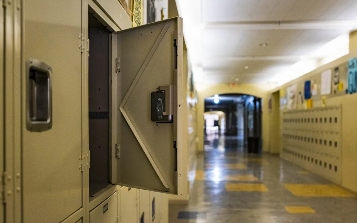A corridor at a high school in California on July 28, 2020. (John Fredricks/The Epoch Times)