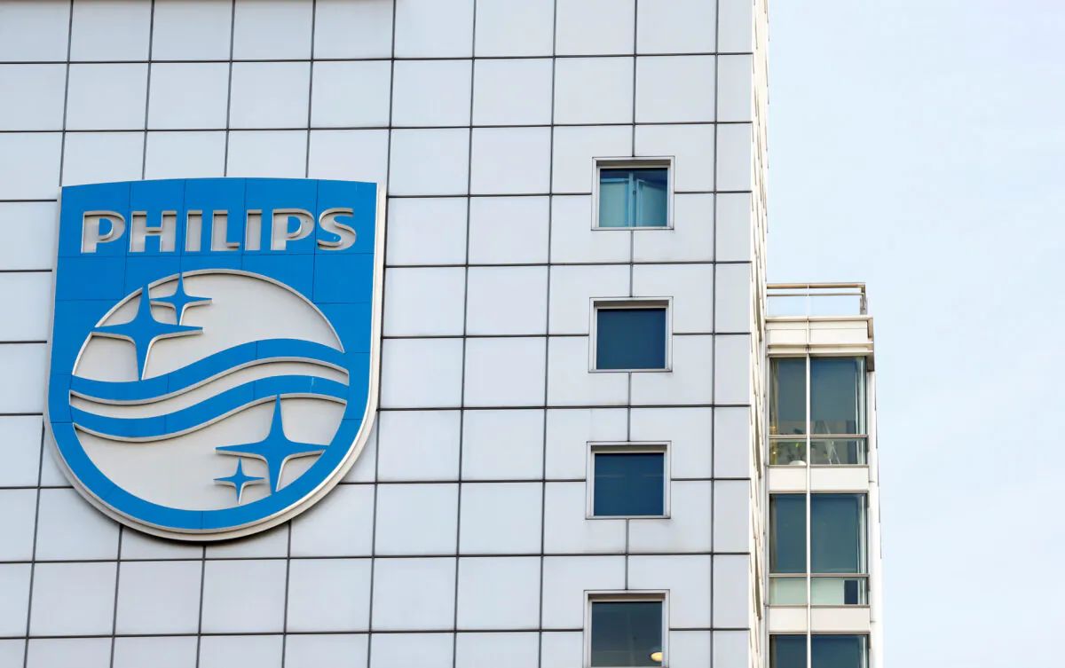 Logo of Dutch technology company Philips at its company headquarters in Amsterdam on Jan. 29, 2019. (Eva Plevier/Reuters)