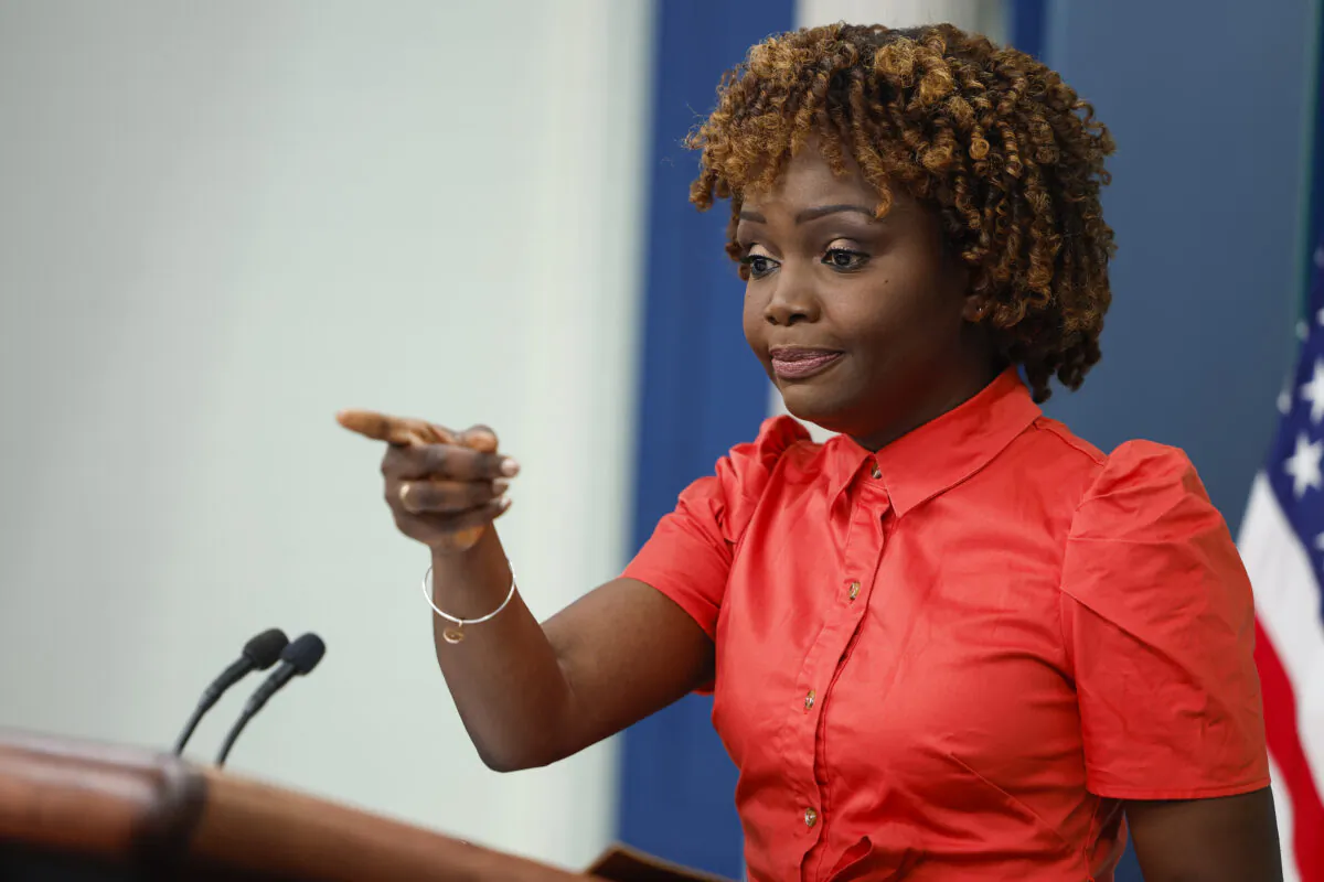 White House press secretary Karine Jean-Pierre speaks in Washington on Oct. 24, 2022. (Anna Moneymaker/Getty Images)