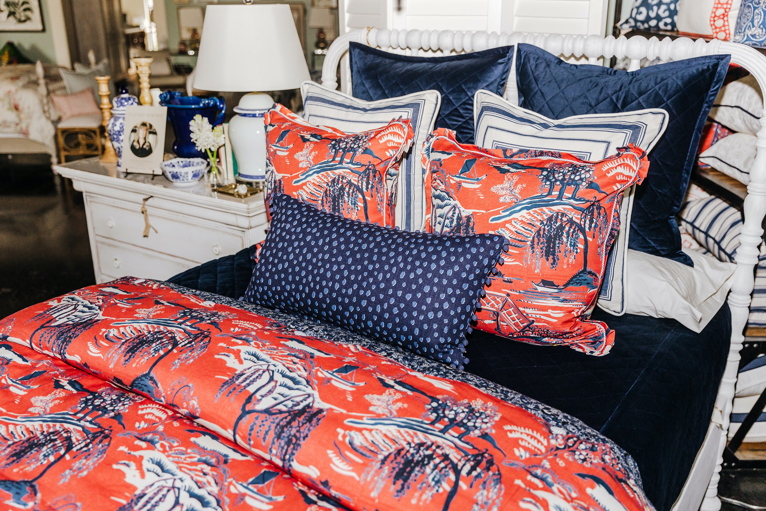 coordinated bedding on a bed