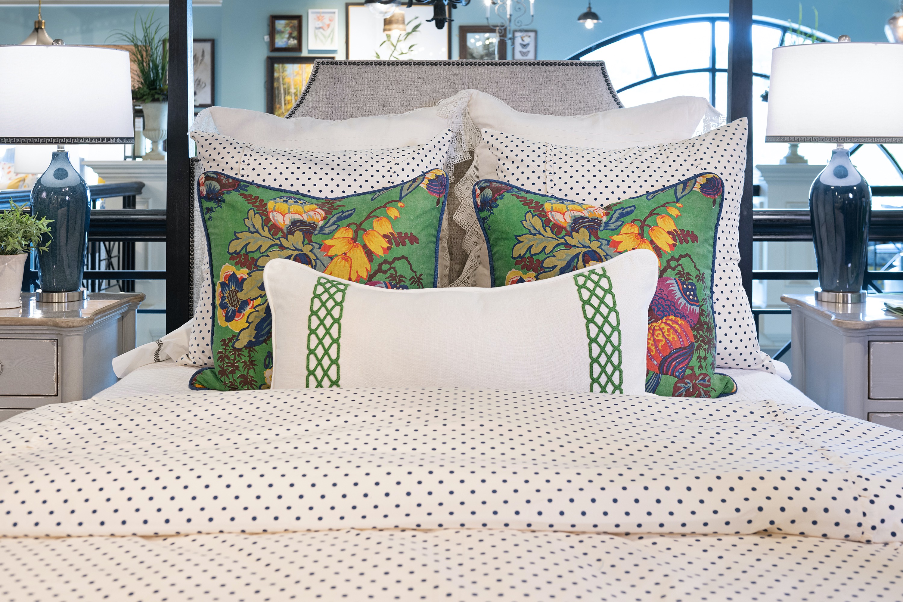coordinated bedding on a bed