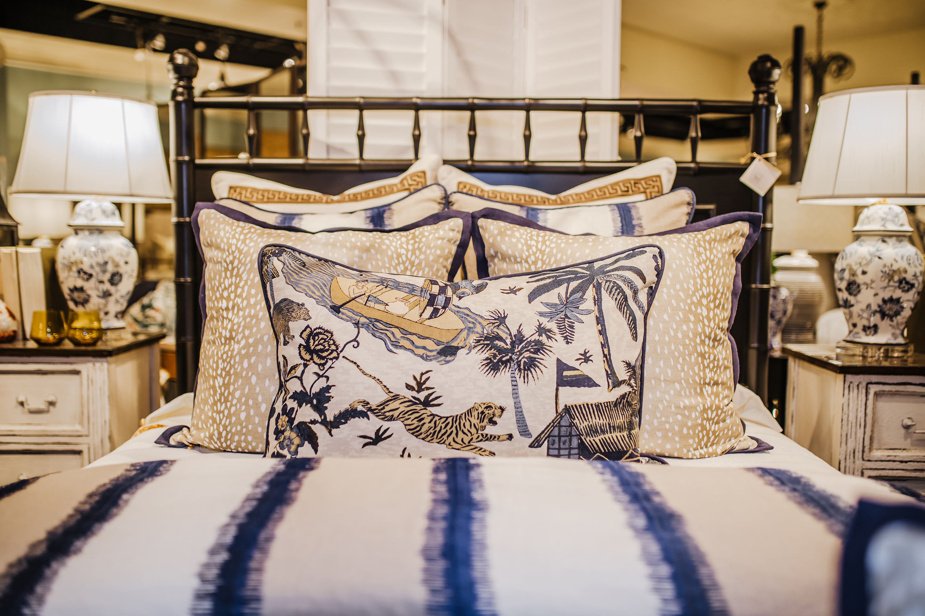 coordinated bedding on a bed