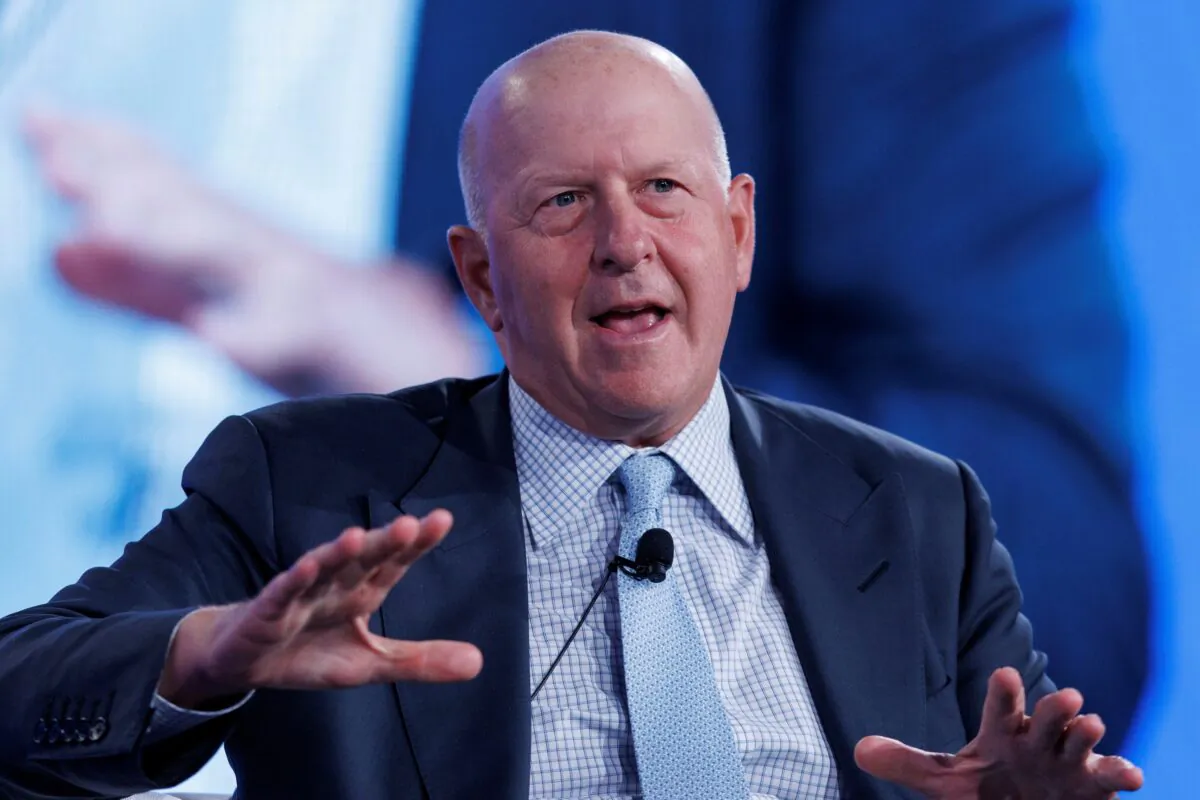 David Solomon, Chairman and CEO of Goldman Sachs, speaks at the 2022 Milken Institute Global Conference in Beverly Hills, Calif., on May 2, 2022. (Mike Blake/Reuters)