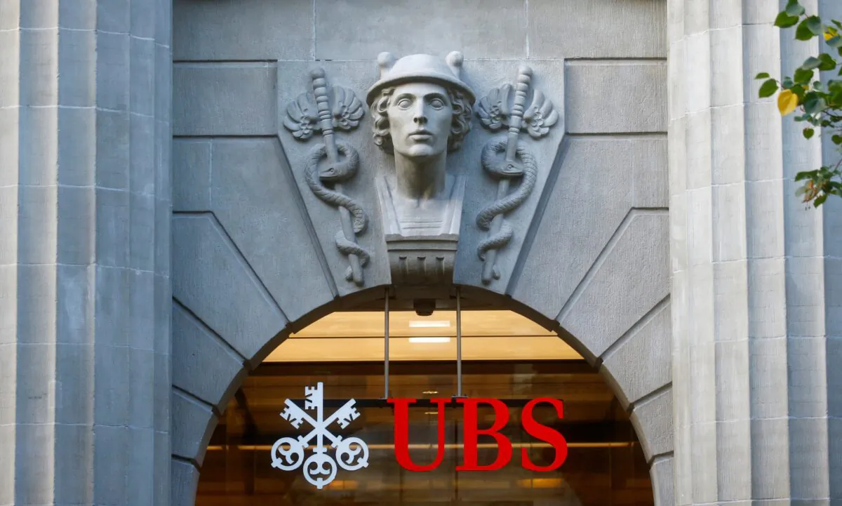 The logo of Swiss bank UBS at its headquarters in Zurich on Oct. 25, 2022. (Arnd Wiegmann/Reuters)