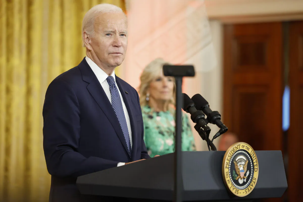 President Joe Biden speaks during a reception at the White House in Washington on Oct. 24, 2022. (Anna Moneymaker/Getty Images)
