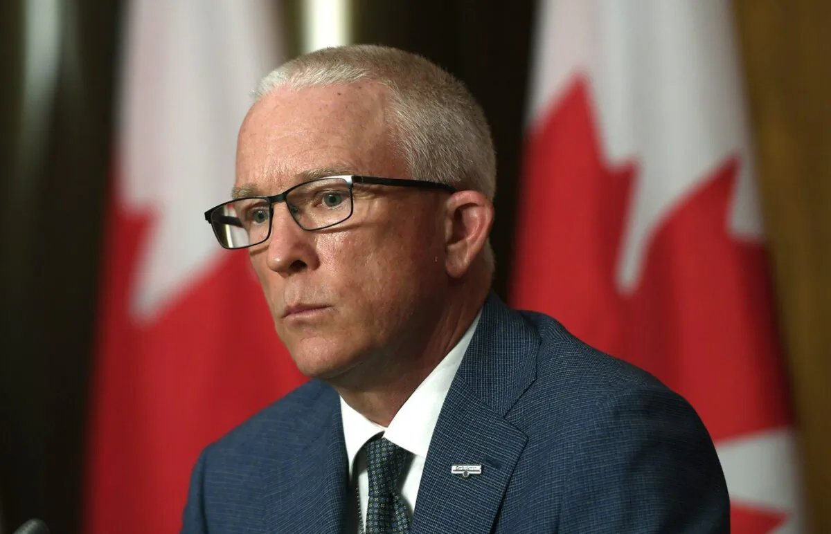 Gregory Lick, the National Defence and Canadian Armed Forces Ombudsman, speaks during a news conference in Ottawa on June 22, 2021. (The Canadian Press/Justin Tang)
