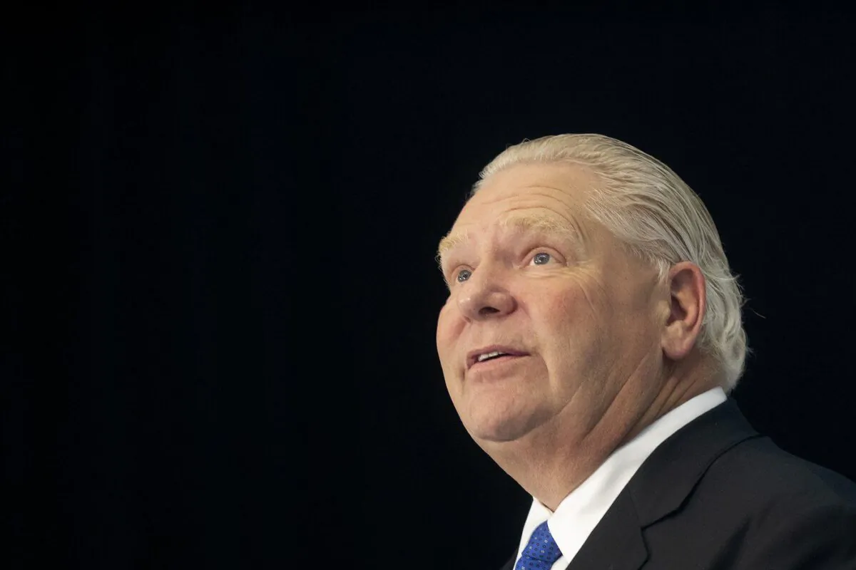 Ontario Premier Doug Ford delivers remarks at the opening of the Kubota's new Canadian corporate headquarters and distribution facility in Pickering, Ont. on Oct.12, 2022. (The Canadian Press/Chris Young)