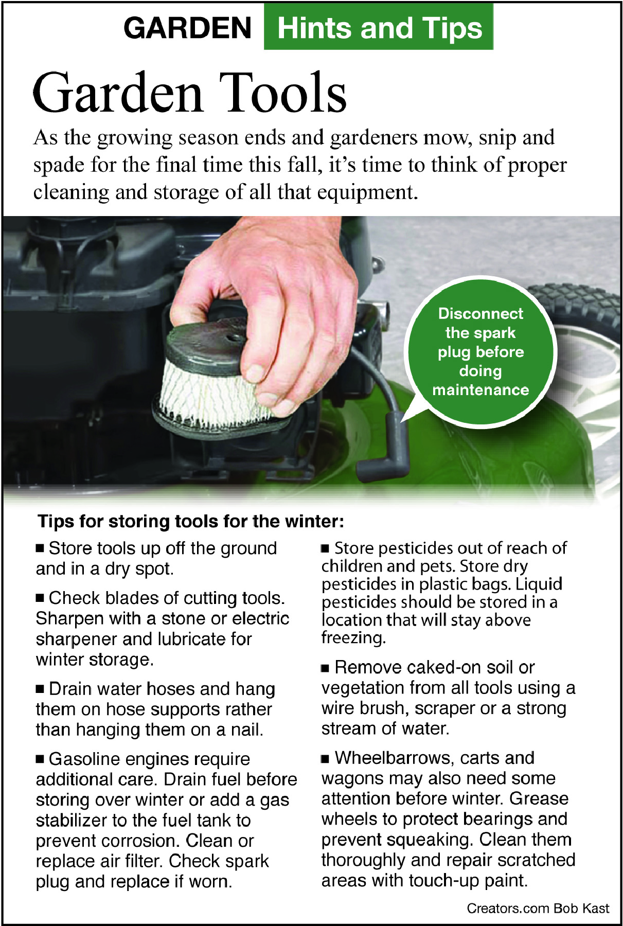 garden tool tip sheet