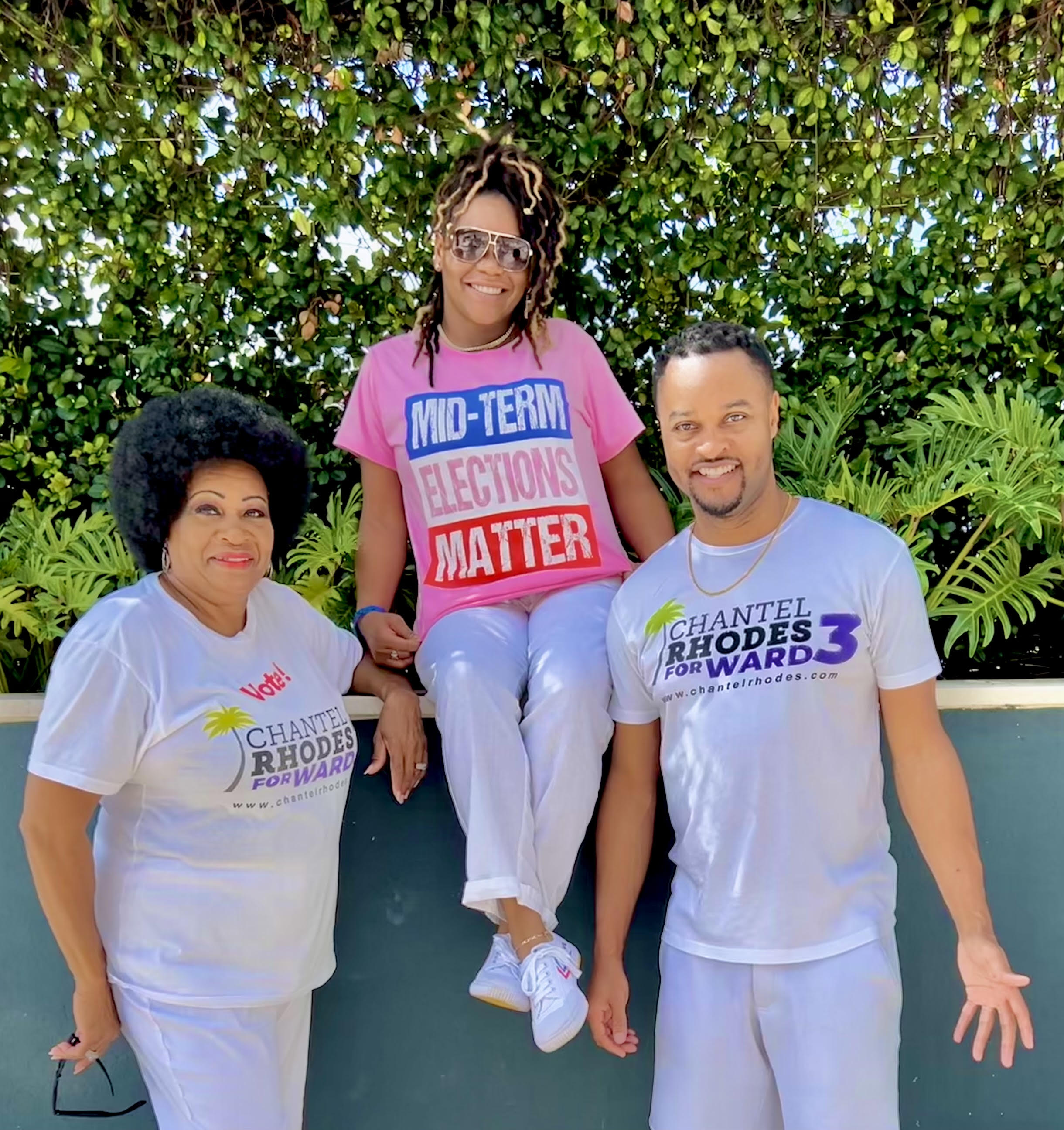 Chantel Rhodes (center), candidate for Ft.  Myers City Council District 3 with her mother Darlene (left) and bother Chuck (right).