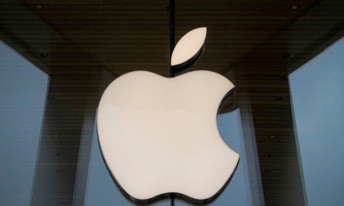 The Apple logo at an Apple Store in the Brooklyn borough of New York City on Oct. 23, 2020.  (Brendan McDermid/Reuters)