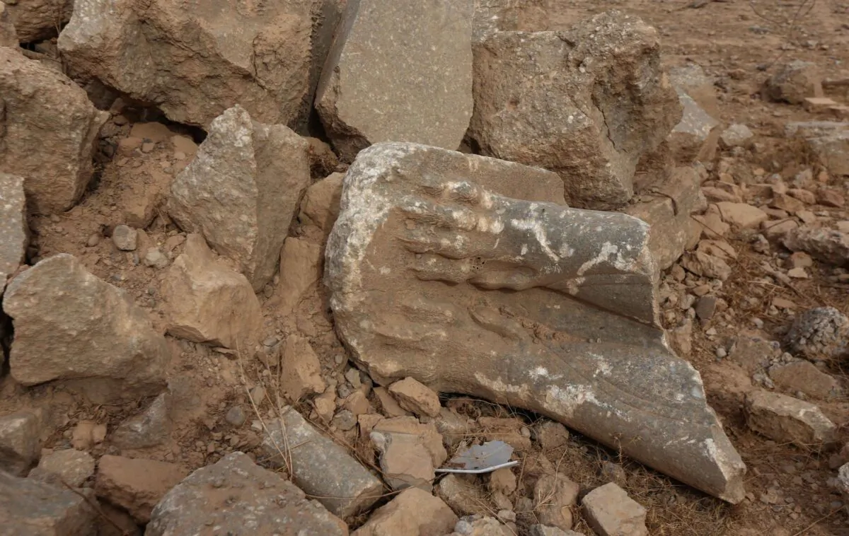 The destruction caused by the Islamic terrorist group at the archaeological site of Nimrud, some 30 kilometers south of Mosul in the Nineveh Province, on Nov. 15, 2016. (Safin Hamed/AFP via Getty Images)