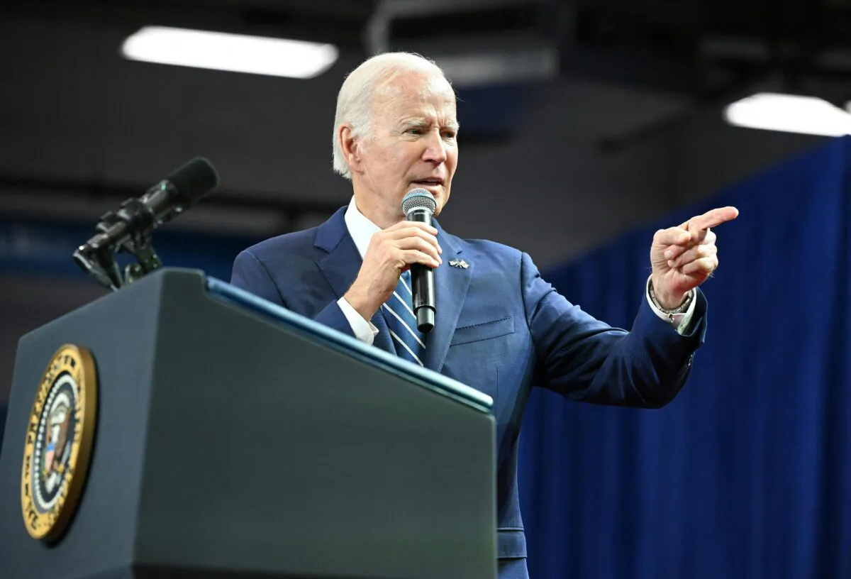President Joe Biden speaks on manufacturing at the SRC Arena and Events Center of Onondaga Community College in Syracuse, N.Y., on Oct. 27, 2022. (Mandel Ngan/AFP via Getty Images)