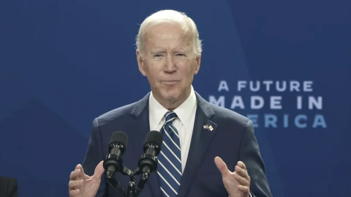President Joe Biden speaks about semiconductor manufacturing company Micron’s plan to invest in chip manufacturing in Syracuse, New York, on Oct. 27, 2022. (The White House/Screenshot via NTD)