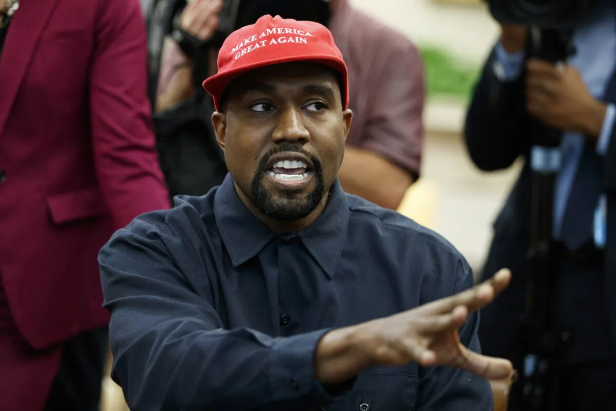 Rapper Kanye West speaks during a meeting in the Oval Office of the White House with President Donald Trump, in Washington on Oct. 11, 2018. (Evan Vucci, File/AP Photo)