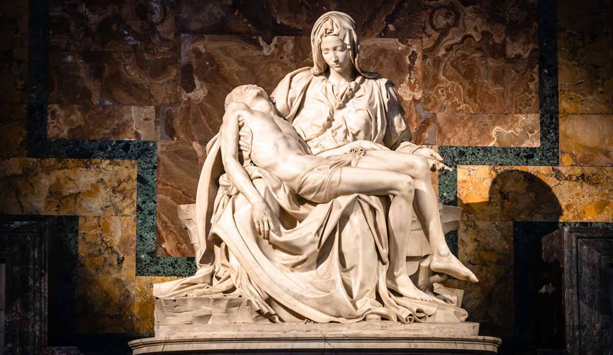 Michelangelo’s “Pieta.” Mary holds Jesus with an expression not of sorrow, but of hope. (PhotoFires/Shutterstock)