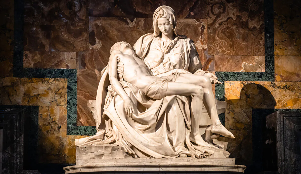 Michelangelo’s “Pieta.” Mary holds Jesus with an expression not of sorrow, but of hope. (PhotoFires/Shutterstock)