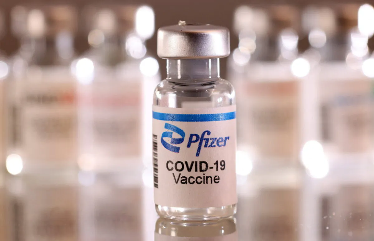 A vial labelled “Pfizer COVID-19 Vaccine” is seen in this photo taken on Jan. 16, 2022. (Dado Ruvic/Reuters)