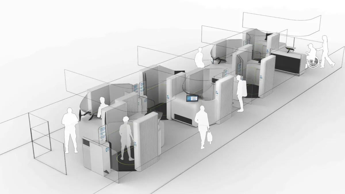 Micro-X Airport Security Checkpoint - Floorplan with passengers.(Supplied)