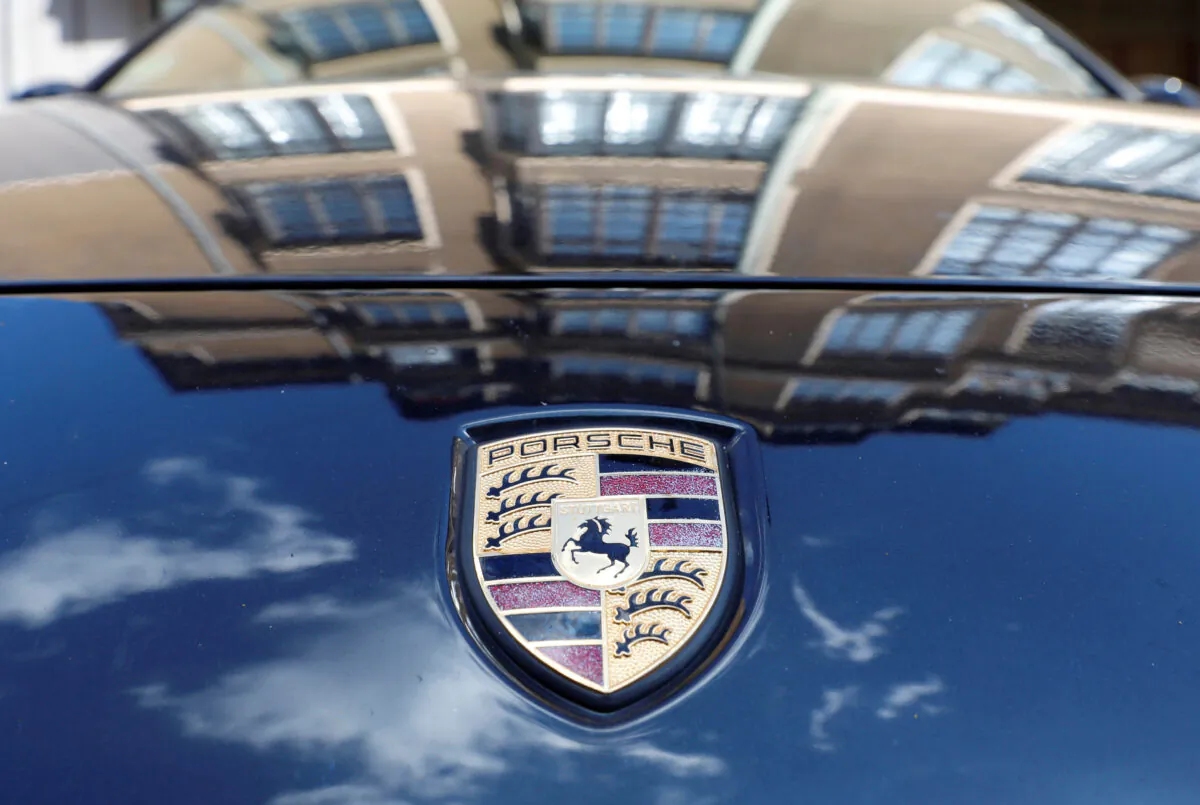 The Porsche logo in Berlin on July 28, 2017. (Axel Schmidt/Global Business Week Ahead/Reuters)