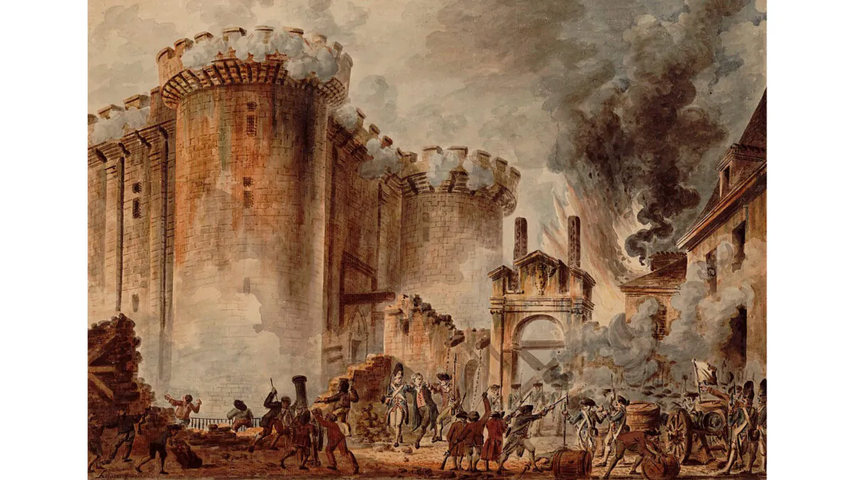 "The Storming of the Bastille," 1789, by Jean-Pierre Houël. Water color. National Library of France. (Public Domain)
