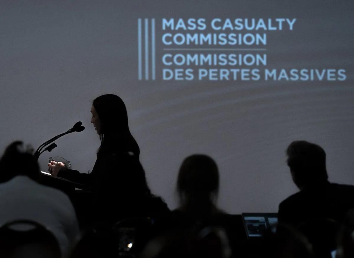 Sandra McCulloch, a lawyer with Patterson Law, representing many of the families of victims and others, addresses the Mass Casualty Commission inquiry into the mass murders in rural Nova Scotia on April 18/19, 2020, in Truro, N.S. on Sept. 20, 2022. (The Canadian Press/Andrew Vaughan)
