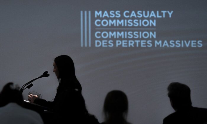 Sandra McCulloch, a lawyer with Patterson Law, representing many of the families of victims and others, addresses the Mass Casualty Commission inquiry into the mass murders in rural Nova Scotia on April 18/19, 2020, in Truro, N.S. on Sept. 20, 2022. (The Canadian Press/Andrew Vaughan)
