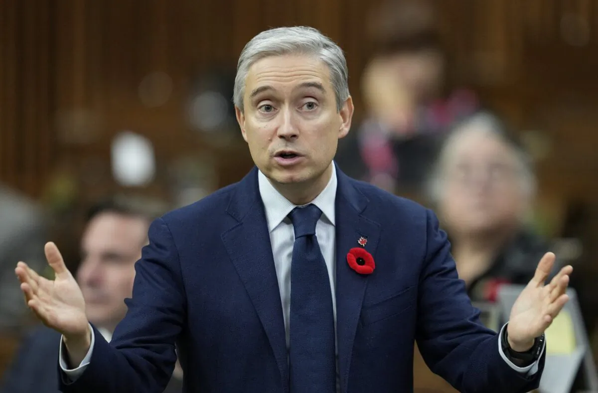 Innovation, Science and Industry Minister Francois-Philippe Champagne rises during Question Period, Oct. 28, 2022 in Ottawa. (The Canadian Press/Adrian Wyld)